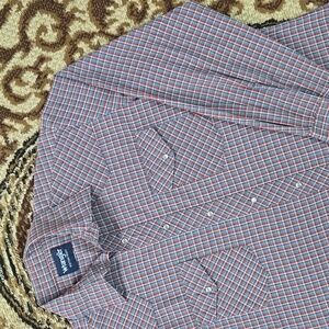Wrangler Western Gray Orange Plaid Snap Shirt Y2K Retro Rodeo Vintage Cowboy